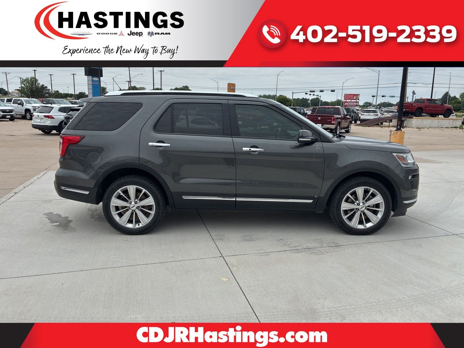 2019 Ford Explorer Limited in Magnetic — front three-quarter view
