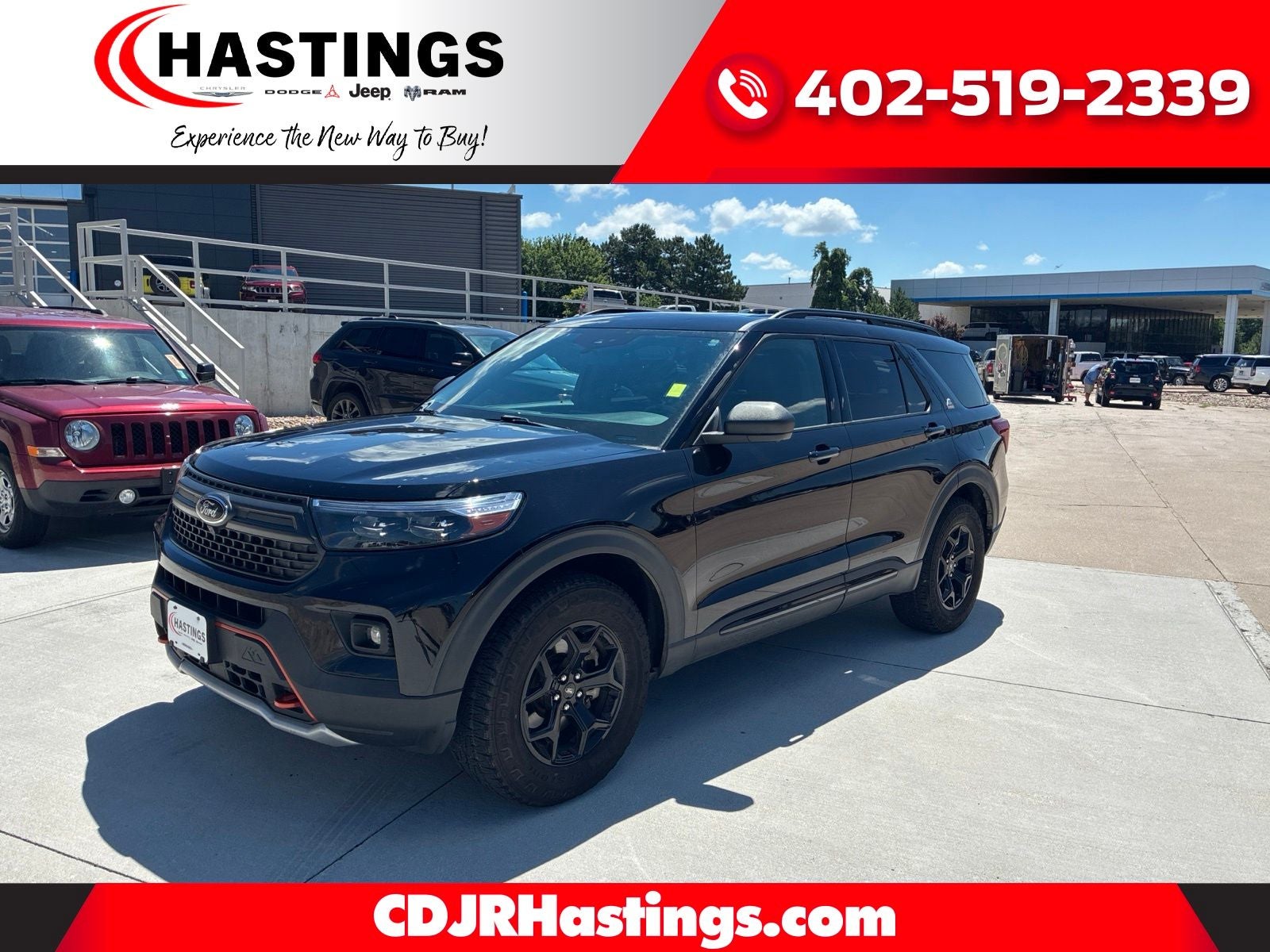 2022 Ford Explorer Timberline in Black Metallic — front three-quarter view