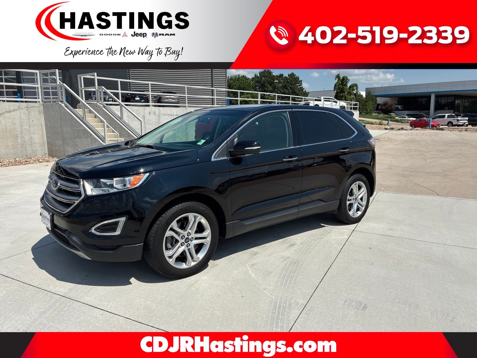 2018 Ford Edge Titanium in Shadow Black — front three-quarter view
