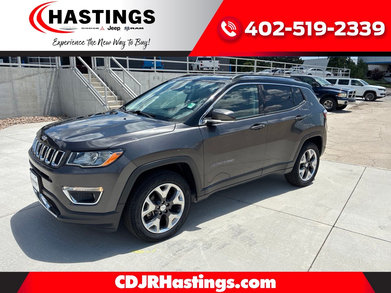 2018 Jeep Compass Limited 4x4 in Granite Crystal Metallic Clearcoat — front three-quarter view