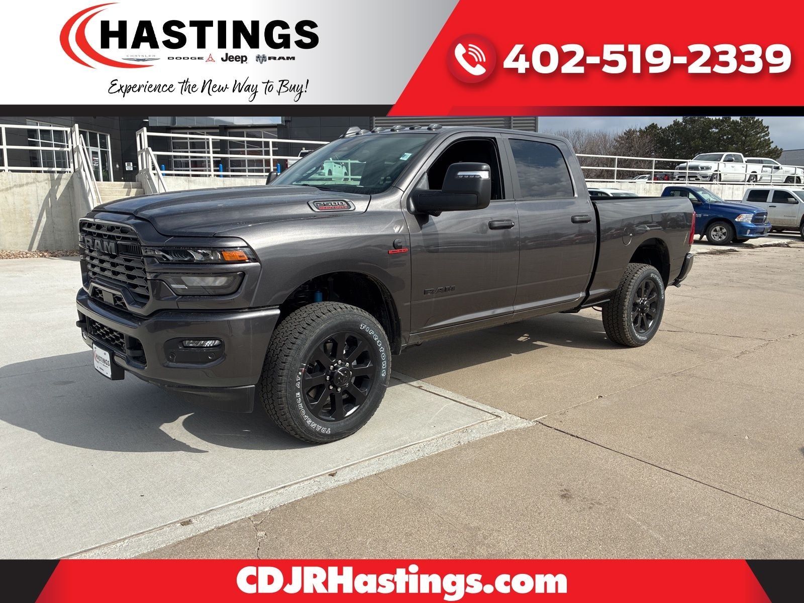 2026 RAM Ram 2500 RAM 2500 BIG HORN CREW CAB 4X4 6'4' BOX in Granite Crystal Metallic Clear-Coat Exterior Paint — front three-quarter view