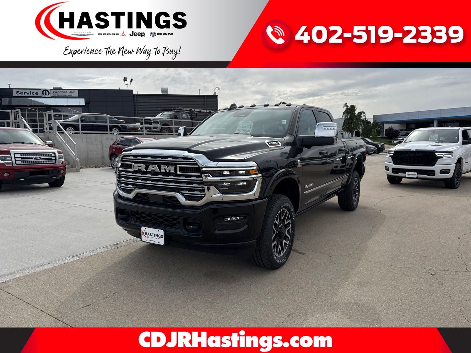 2026 RAM Ram 2500 RAM 2500 LIMITED CREW CAB 4X4 6'4' BOX in Diamond Black Crystal Pearl-Coat Exterior Paint — front three-quarter view